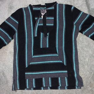 Black & teal patterned hoodie